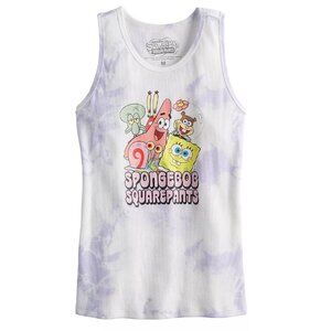 New! Spongebob Squarepants Ribbed Tank Top T-Shirt Tie-Dye